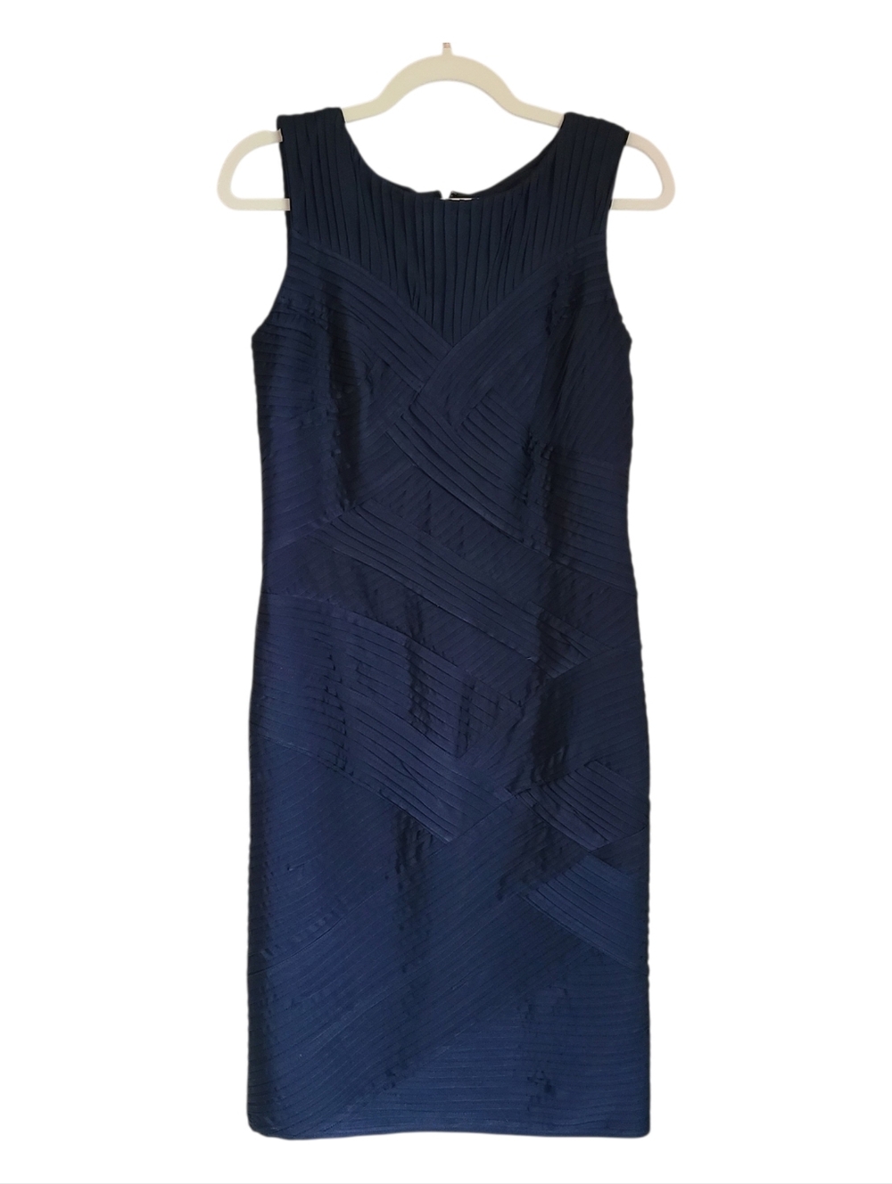 tadashi shoji sleeveless bandage sheath dress bodycon navy blue size M - Picture 3 of 5